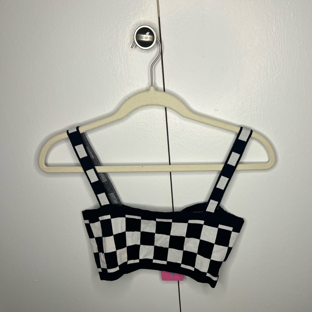 Edikted B&W Checkered Crop Top